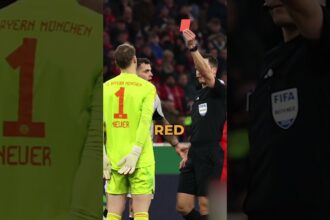 German Goalkeeper, Manuel Neuer gets first Red card of his career in 866th game