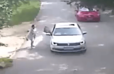 Moment Tiger pounced and dragged woman away whilst arguing with her husband