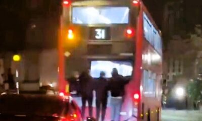 Four foolish youths spark outrage with their dangerous bus stunt