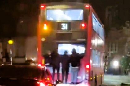 Four foolish youths spark outrage with their dangerous bus stunt