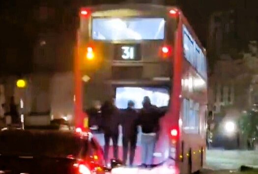 Four foolish youths spark outrage with their dangerous bus stunt