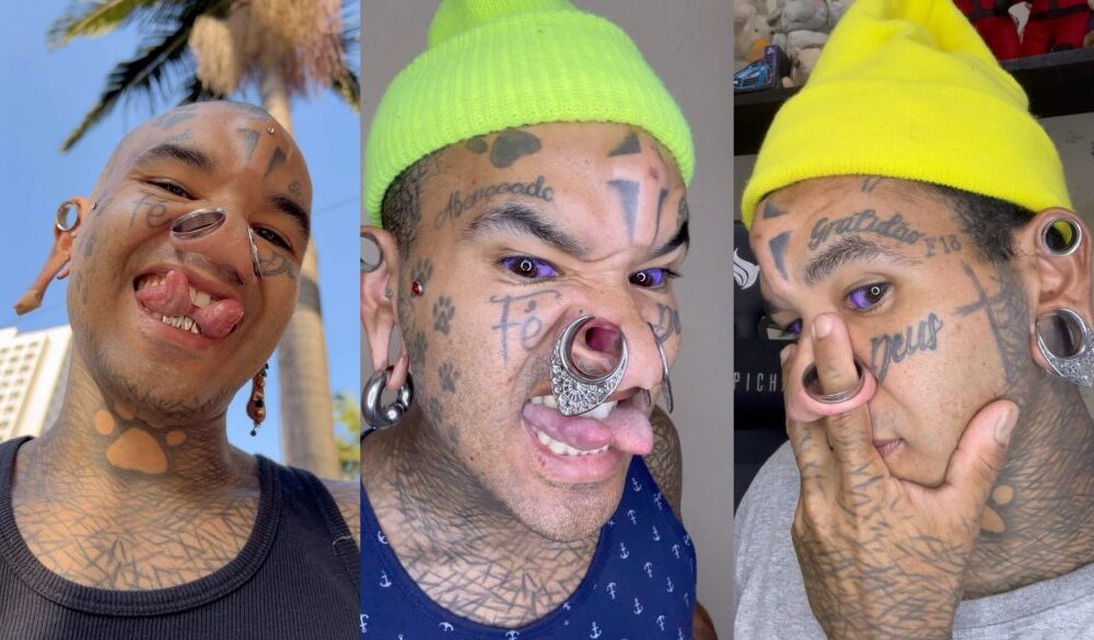 Man's Tattoos, Implants, and Piercings Spark Online Debate