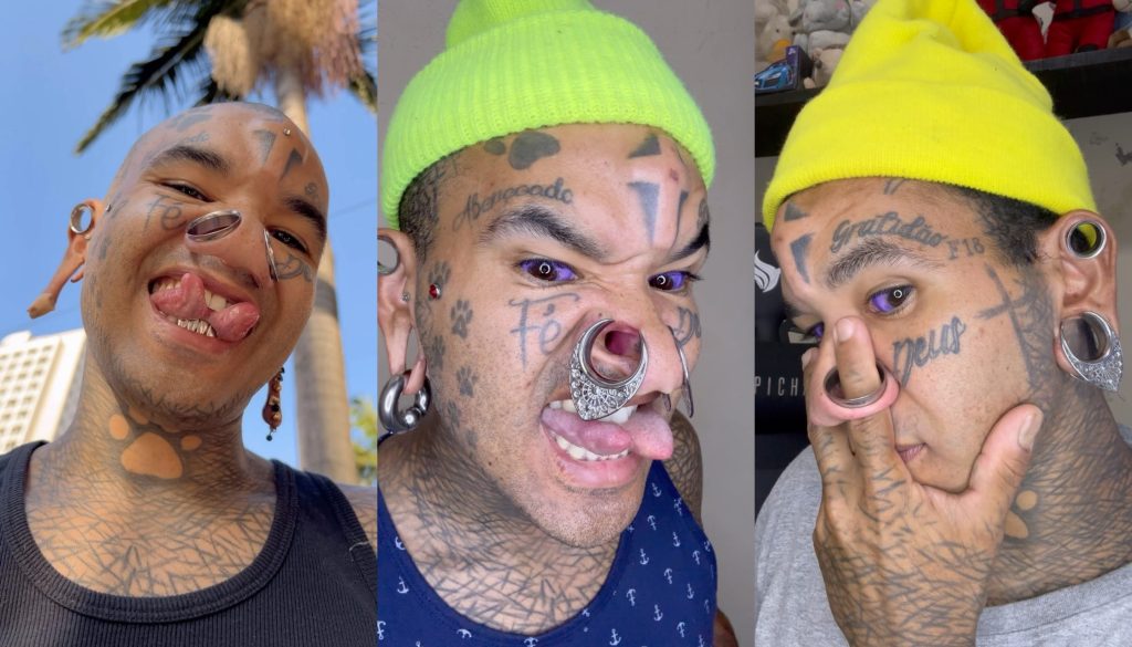 Man's Tattoos, Implants, and Piercings Spark Online Debate