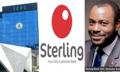 Photos of Sterling Bank MD, bank logo and ICPC headquarters in Abuja