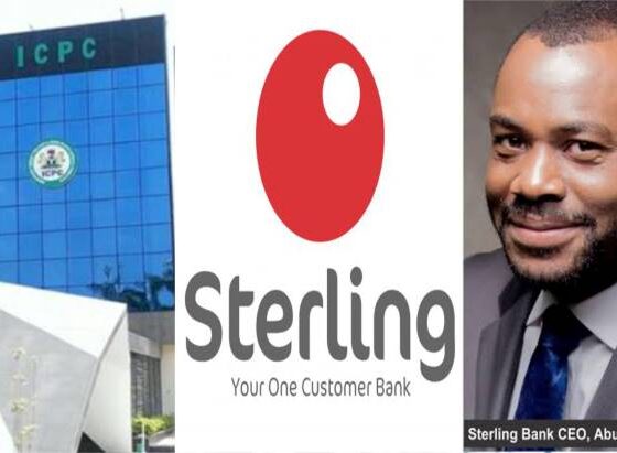 Photos of Sterling Bank MD, bank logo and ICPC headquarters in Abuja