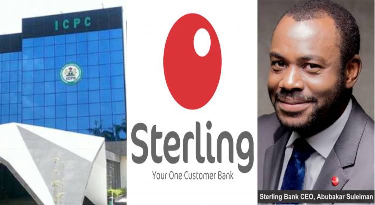 Photos of Sterling Bank MD, bank logo and ICPC headquarters in Abuja