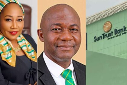 Halima Buba, SunTrust Bank CEO, Innocent Mbagwu, CCO and bank logo