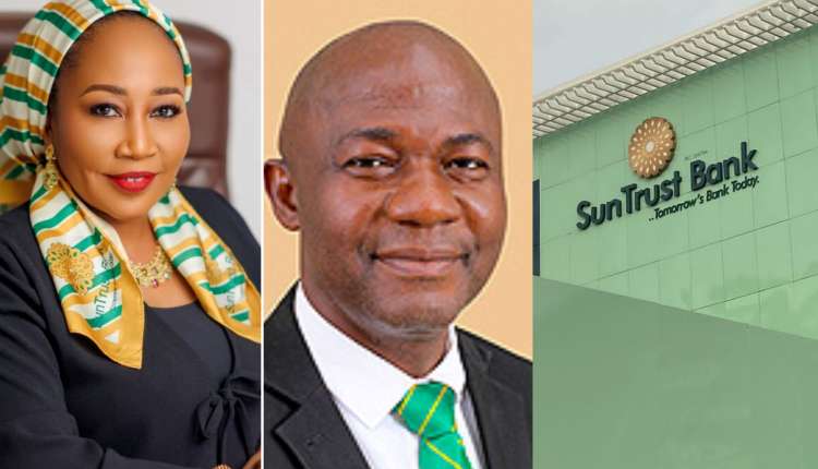 Halima Buba, SunTrust Bank CEO, Innocent Mbagwu, CCO and bank logo