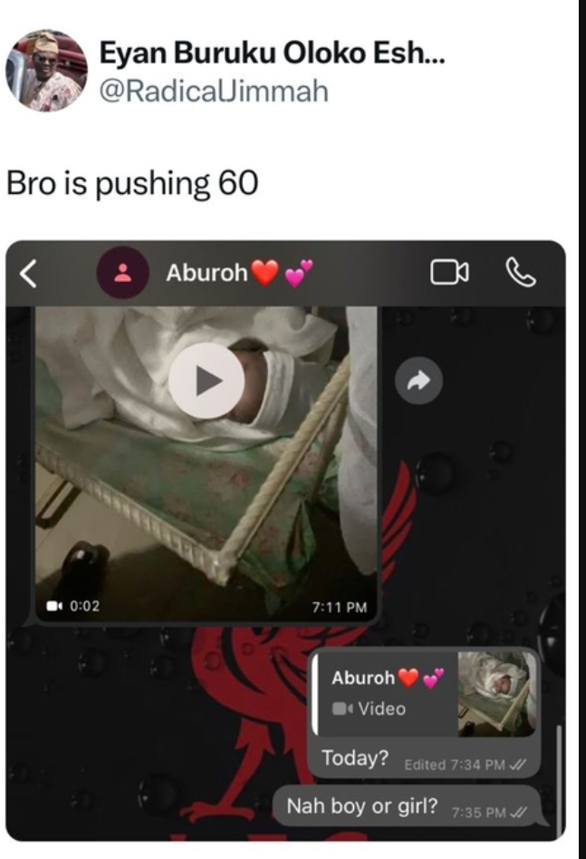 “Bro is Pushing 60” – Man Reacts as His Father Welcomes Second Child with Wife Just 10 Years Older Than Him