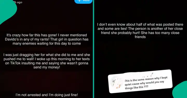 Davido: Lady Denies Cheating Allegations, Blames Fake Account For Viral Claims