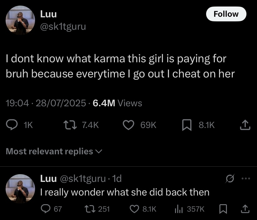 “Every Time I Go Out, I Cheat On Her”- Man Explains Why He Cheats Repeatedly