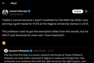Futa Graduate Calls Out Lecturer Who Failed Him Despite NUGA Exemption