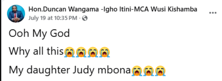 Kenyan Lawmaker Devastated as Newborn Daughter Dies Days After Wife’s Burial