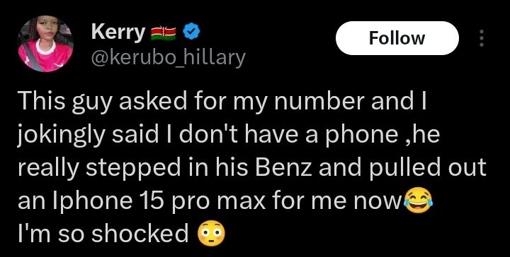 Lady Left Speechless After Random Guy Gifts Her Iphone 15 Pro Max