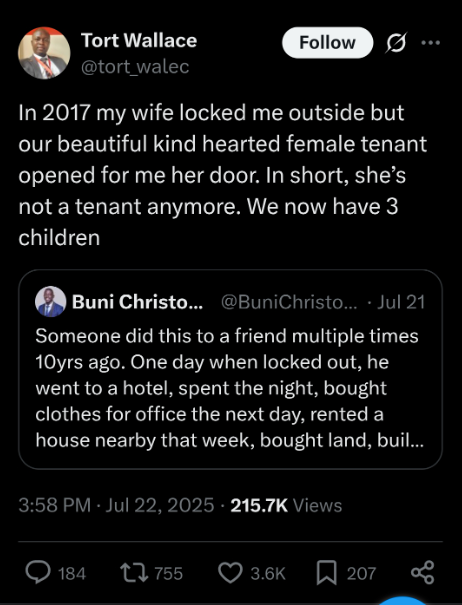 Nigerian Man Marries Tenant After Wife Locked Him Out Multiple Times