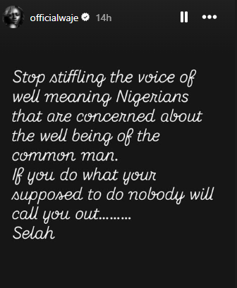 “Stop Silencing Voices That Speak For The Masses”- Singer Waje Urges Nigerians