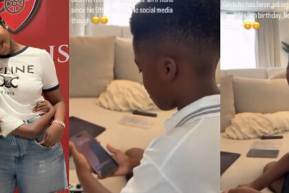 Tiwa Savage Warns Son As She Gifts Him Iphone On 10th Birthday