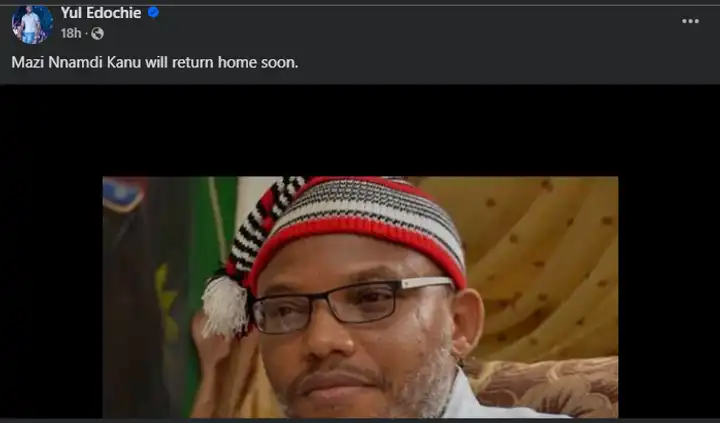 “We Are Silently Waiting”- Yul Edochie Hints At Nnamdi Kanu’s Return