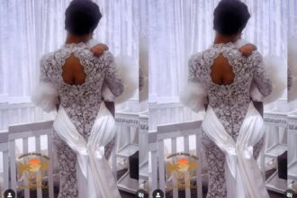 "A mother and wife" - Adorable photo of Chioma and her daughter at her white wedding - Kemi Filani News