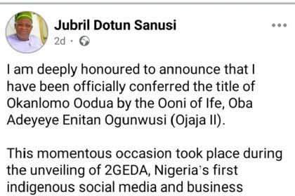 Alaafin-Ooni rift: Chief Dotun Sanusi clears misconception on his ‘Okanlomo’ Chieftaincy title