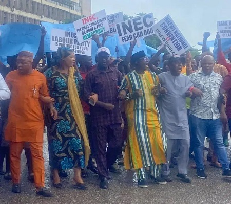 Bye-Elections: Protesters Storm INEC Headquarters Over Exclusion of Labour Party
