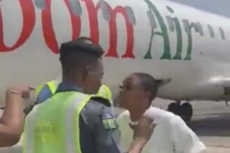 Moment Female Passenger Fought With Ibom Air Officials Inside Plane (Video)