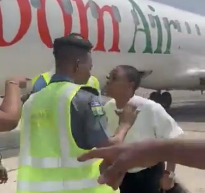 Moment Female Passenger Fought With Ibom Air Officials Inside Plane (Video)
