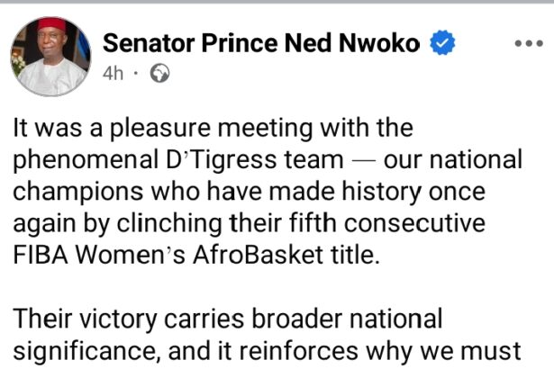 Senator Ned Nwoko sparks ‘Next Wife’ rumblings following the D’Tigress meet-up (VIDEO)