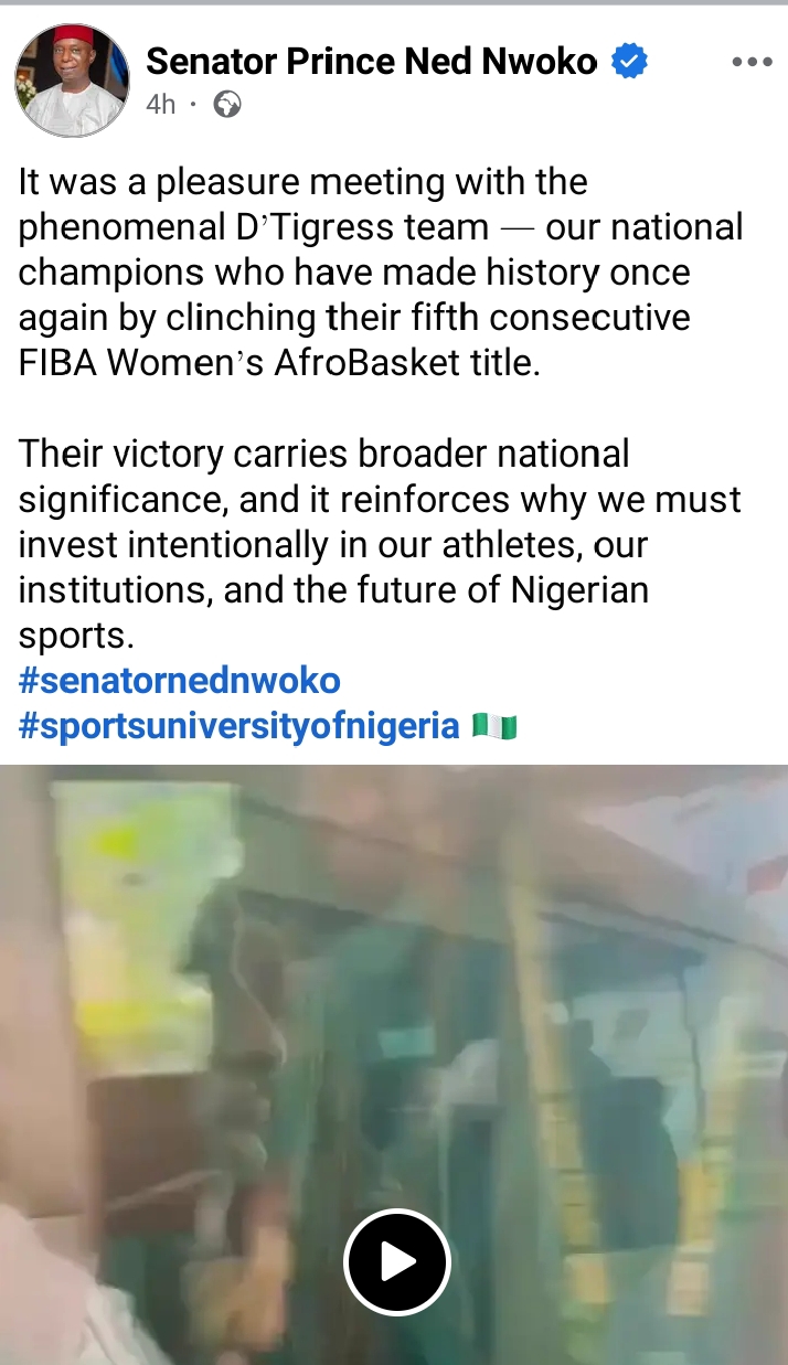 Senator Ned Nwoko sparks ‘Next Wife’ rumblings following the D’Tigress meet-up (VIDEO)