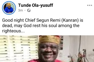 Veteran Yoruba Actor Segun Remi, popularly known as Chief Kanran, reportedly dies