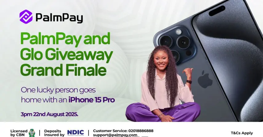 Win iPhone 15 Pro in PalmPay and Glo Giveaway grand finale