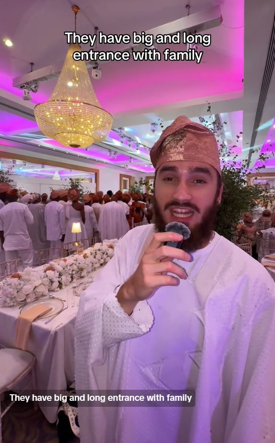 Lady Shares Her Husband’s Priceless Reaction After Experiencing a Nigerian Wedding Reception for the First Time (WATCH)