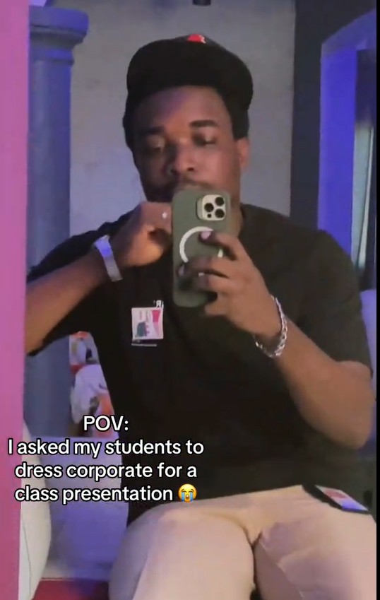 Lecturer reveals how his students showed up for a class presentation after telling them to dress corporate.(WATCH)