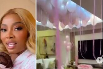 Media Personality, Toke Makinwa And Daughter Get Grand Welcome As They Arrive Nigeria