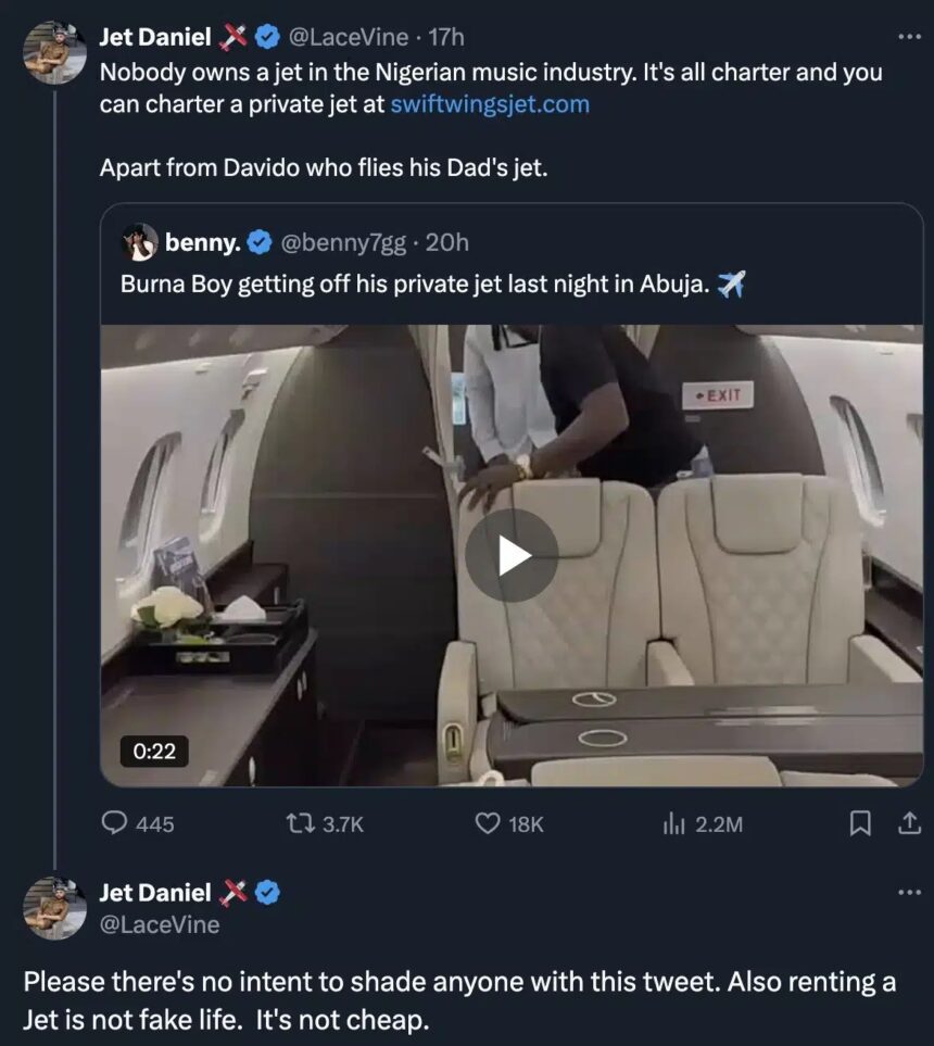 Naija celebs and their love for private jets they don’t own