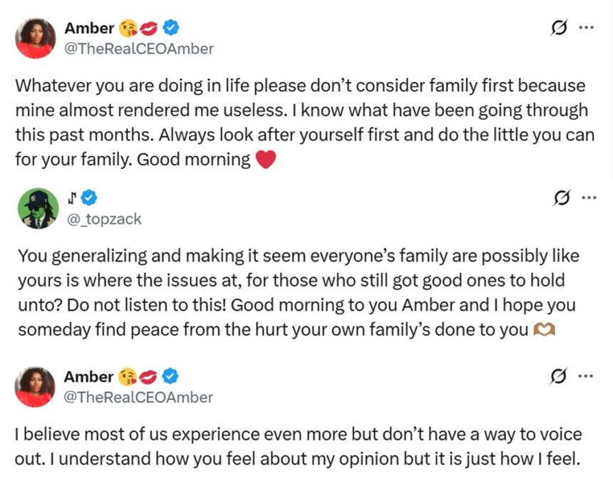 “Don’t put family first in your life, mine almost rendered me useless” – X influencer