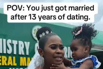 “Finally getting married after 13 years” – Bride shares emotional moment she got married legally to her fiancée after thirteen years of dating (WATCH)