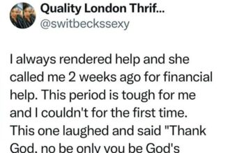 Lady shares her friend’s reaction after she couldn’t help financially for the first time