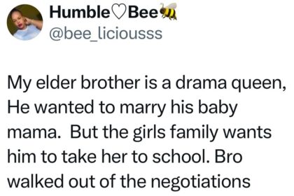 Lady shares how her brother walked out during a bride price negotiation