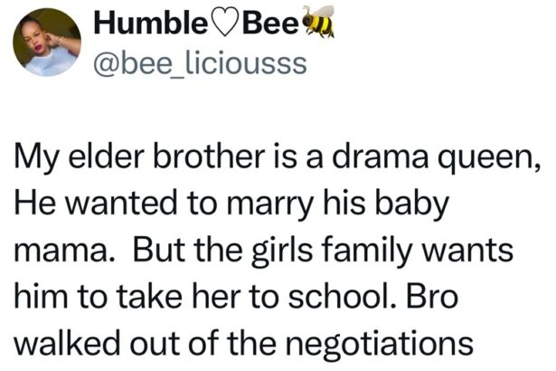 Lady shares how her brother walked out during a bride price negotiation