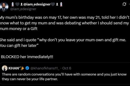 Man bl0cks girlfriend after sh0cking suggestion to ‘forget’ his mum on her birthday