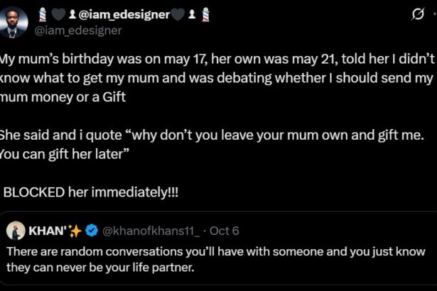 Man bl0cks girlfriend after sh0cking suggestion to ‘forget’ his mum on her birthday