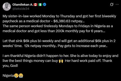 Man shares why people should ‘Japa’, using his sister-in-law’s paycheck as example