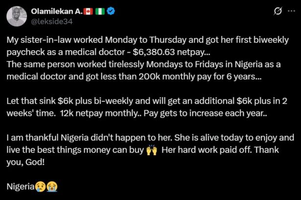 Man shares why people should ‘Japa’, using his sister-in-law’s paycheck as example