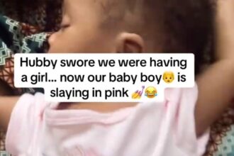 Mom stirs reactions online sharing funny moment her husband was sure they were having a baby girl and now their little son is slaying in pink feminine outfits.