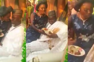Drama as bride spills soup on groom while serving him on wedding day