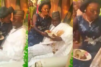 Drama as bride spills soup on groom while serving him on wedding day