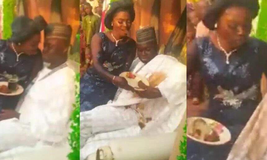 Drama as bride spills soup on groom while serving him on wedding day