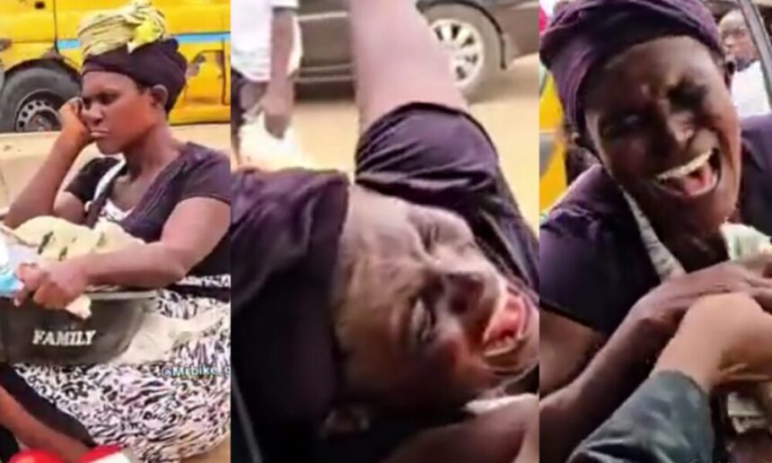 Emotional moment man gifts tired bottle water seller bundles of cash