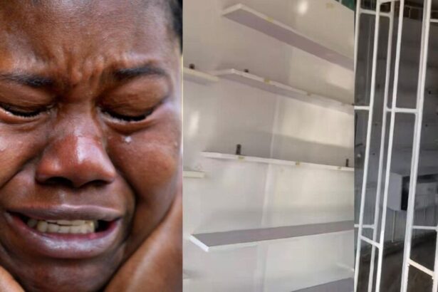 “I took a loan” – Woman breaks down in tears as thieves emptied her boutique just weeks after opening